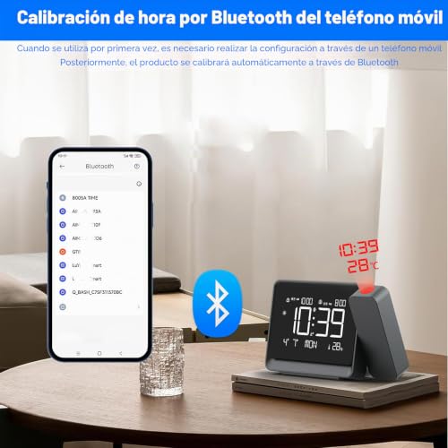 Miniatura 2 de Despertador Proyector Techo,Relojes De Proyección Digital Con Temperatura,Modo Día Laborable Fin De Semana,Fecha,Bluetooth,Snooze,Luz Nocturna,12 24 Horas,4 Niveles De Brillo Ajustable Para Dormitorio