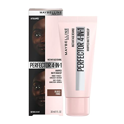 Maybelline New York, maquillaje perfeccionador 4-en-1 Instant Perfector, acabado mate natural, tono modulable, Deep