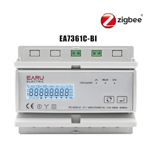 Wattmètre de surveillance Tuya ZigBee triphasé compteur bidirectionnel rail DIN