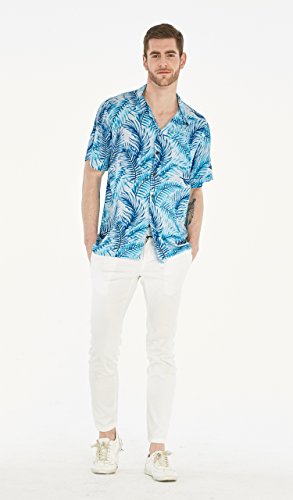 Image of Hawaii Hangover Family Matching Hawaiian Clothes, Simply Blue Leaves | Family matching Hawaiian outfits, Simply Blue Leaves, lightweight rayon, machine washable, tropical leaf print, luaus