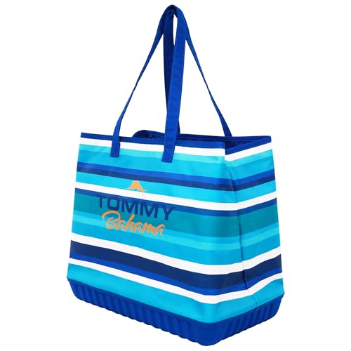 Tommy Bahama Beach Tote Bag, Carryall with Zip Pouch Handbag, Ocean Stripe Print