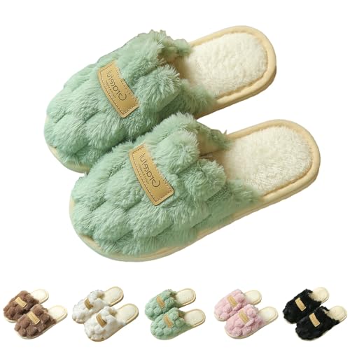 Zapatillas de estar por casa para mujer y hombre, par de zapatillas de felpa de invierno, pantuflas cálidas, suaves y planas de espuma viscoelástica para el hogar, suela antideslizante, pantuflas para