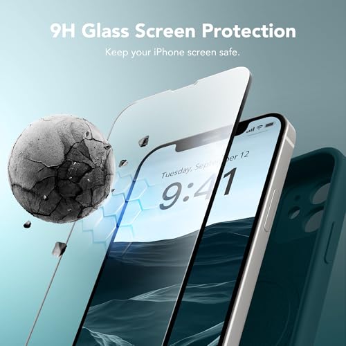 Image of Magnetic for iPhone 12 Case, Compatible with MagSafe, [Full Camera Protection][Screen Protector] Silicone Shockproof Protective Phone Case for iPhone 12 6.1 inch, Deep Blue