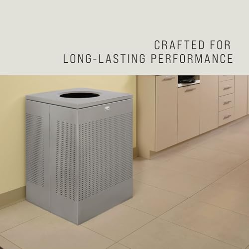 Image of Rubbermaid Commercial Products Silhouette Square Open Top Trash Can, 40 Gal, Silver Metallic , Indoor for Offices /Hotel Lobbies /Front Desk