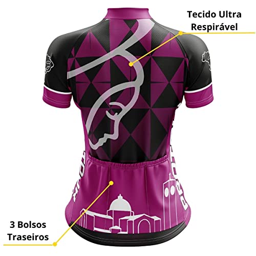 Camisa Ciclismo Mountain Bike Manga Curta Feminina Nossa Senhora Rosa (P)
