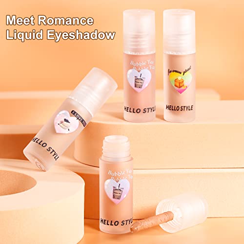 Liquid Eyeshadow Matte Natural Naked, Korean Cream Liquid Neutral Eye Shadow Matte,Waterproof Smudgeproof High Pigmented Matte Long Lasting Liquid Eyeshadow Sets, No Shimmer Easy To Apply Eye Makeup #TOP4