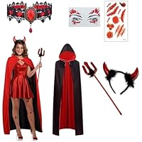 SSKHE Disfraz de diablo para mujer con capa para Carnival,