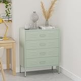 Lendo Online Cómoda Metálica con Cajones – Mueble Industrial de Acero – Mueble de Almacenaje para Dormitorio – 80x40x100 cm – Acero con Recubrimiento en Polvo (Verde)