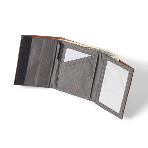 Image of Allett Trifold Wallet, Hazel Brown - Leather, RFID Blocking, Slim, Minimalist, Water Resistant, Thin, Front Pocket - Holds 3-12+ Cards, Flat Bills, Receipts & Coins - For Men & Women