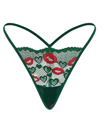 Image of Murimia Thongs for Womens Sexy Lace No Show Underwear Breathable T-Back G String Thongs Panties, B-Green, Large