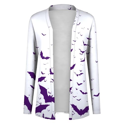 2025 Women's Fall Fashion Bat Print Open Front Long Cardigan Casual Furry Knit Long Sleeve Sweaters 2025 Winter Coats4