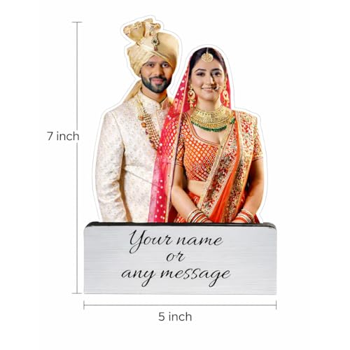 Image of Personalized Cutout Photo Frame - Caricature Frame Perfect For Display with Name or Message on Heavy Base - Unique Gift for Special Occasions