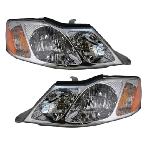 Image of TRQ Driver and Passenger Side Headlight Assembly Set Chrome Housing Compatible with 2000-2004 Toyota Avalon