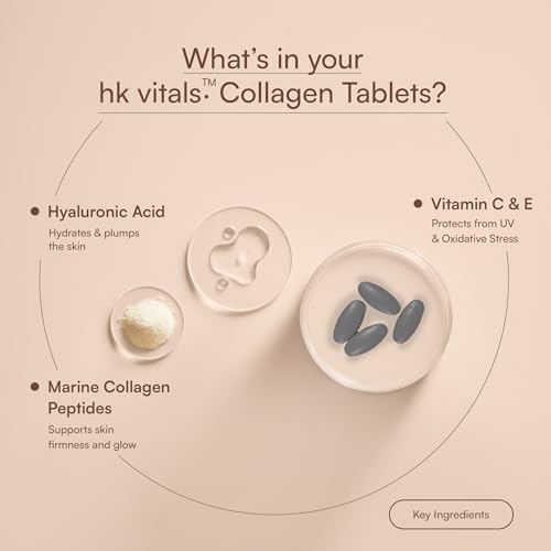 Image of hk vitals Collagen Tablets (90 Tablets) | 3000mg | Marine Collagen Peptides | Vitamin C, E, Biotin with Hydrolyzed Peptides