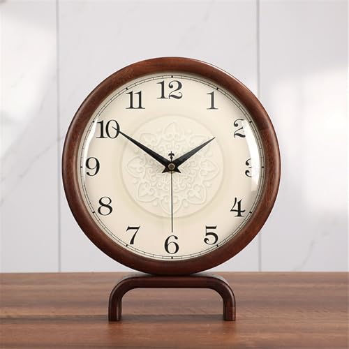 Reloj de escritorio de cuarzo silencioso con acabado de madera noble 6