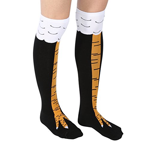 Chaussettes hautes tendance 35-55 cm - Motif pattes de poulet 3D - En coton chaud - Pour filles - Cadeau de Noël, 50-55 cm chaussettes hautes, M Cover