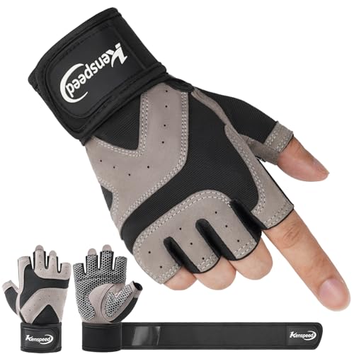 Kenspeed Workout Gloves Gym Gloves for Men and Women Weight Lifting Gloves with Wrist Support Full Palm Protection Breathable for Trainning, Cycling, Pull-ups, Rowing, Climbing (Black, Small)