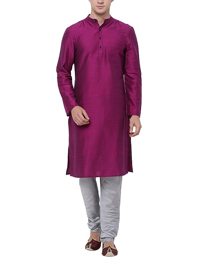royal kurta Men's Cotton Silk Plain Solid Long Only Kurta-picture-33