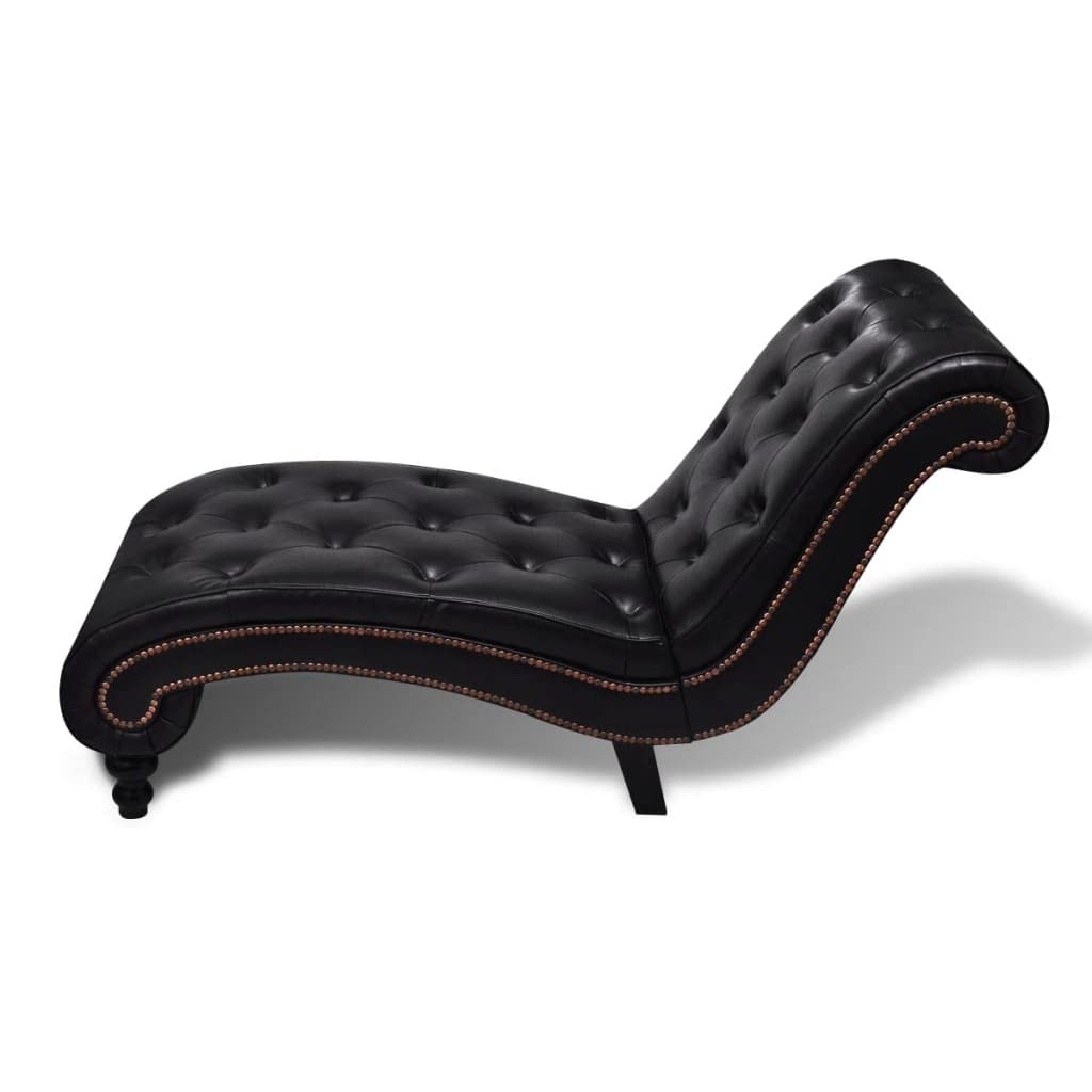 vidaXL Diván Chaise Longue Clásico Botones Poliuretano Marrón Sillón Camilla