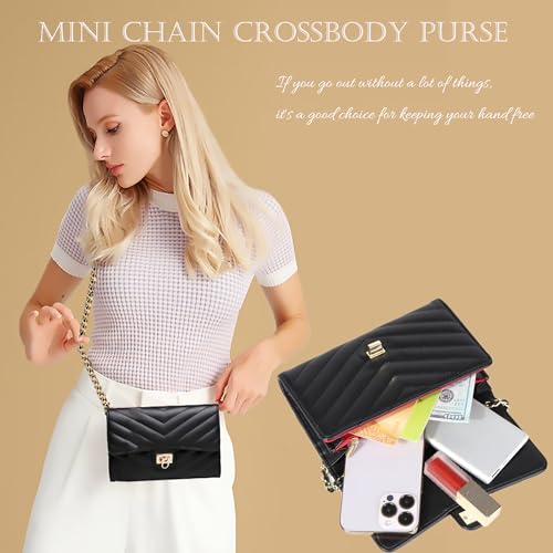 Image of YAZEKOUS Crossbody Bags Small Purse for Women Leather Phone Clutch Purses | Crossbody Purses with Card Slots Chain, Mini Sling Shoulder Cross Body Bag, Vegan Leather Phone Wallet Travel Outdoor Daily