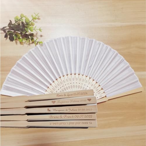 Ventagli Matrimonio Personalizzati In Legno - 100 Pezzi, Con Nome E Data, Bomboniere Eleganti - Foto 6