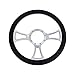 14'' x 2'' Billet Black Leather Half Wrap 9 Bolts Dish Steering Wheel with Horn Button,'TRINITY' Style Steering Wheel, Comes with 9-Bolt Horn Button, Fits Most 1967-94 GM Cars