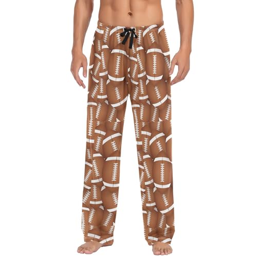 Ollabaky Mens Pajama Pants American Football Ball Pattern Separate Bottoms Soft Men Sleep Lounge Pj Pants with Pockets, S