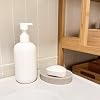 Jabonera ovalada de resina IMEEA para lavabo, con aspecto de piedra, estable y con peso, diseño bajo perfil, apta para jabón en barra estándar, barras de champú y esponjas pequeñas 4