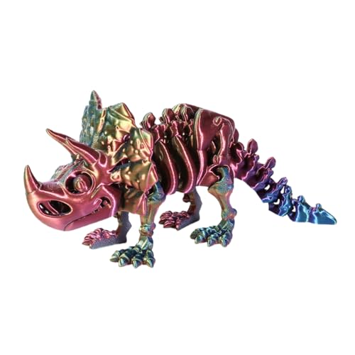 Gedruckte Dinosaurierfigur – 3D-bewegliches Spielzeug, 8,86 x 4,53 x 2,36 Zoll | Flexibler ABS-, grün-lila-mehrfarbig, sammelbare Tischdekoration, lustige Lernfigur für Kinder, kreative Präsentat