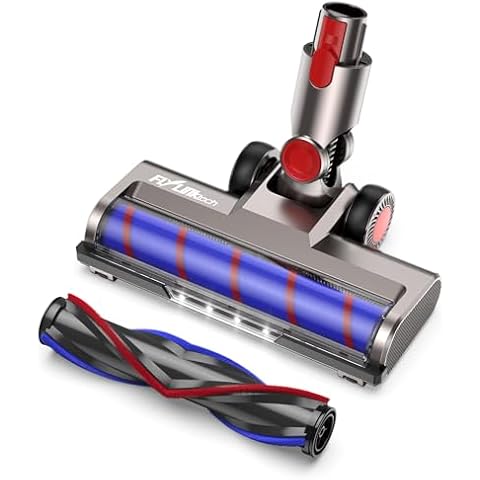 FLYLINKTECH Motorhead Vacuum Attachment for V7 V8 V10 V11 V15 SV10 SV11 SV12 SV14 Cleaners with LED Headlights,V Shape Turbo Bristle Roller Brush Head Replacement Parts for Hardwood Floor Carpets Cover