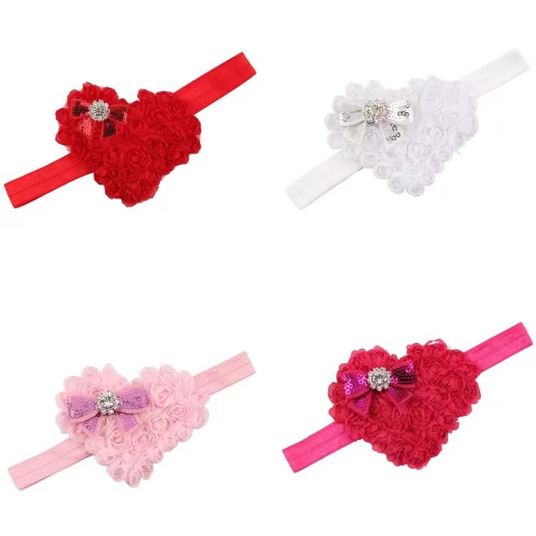 Valentine's Days Baby Rose Heart Headband Flower Headband for Baby Girl Hair Band Headwraps. (Type D)3
