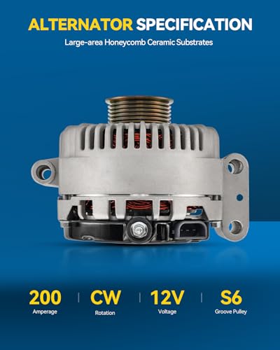 Image of PHILTOP Alternator Compatible with 1997-2000 2002-2004 Explorer 4.0L 1996-2000 Explorer 5.0L, 1997-2004 Mountaineer 2001 Explorer 2005-2006 GT, 200 Amp Alternator Replace 7787NHO