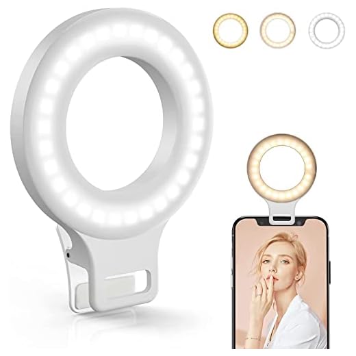 Clip on Ring Light, Kimwood Rechargeable 60 LED Selfie Ring Light for Phone, Laptop, Tablet (3 Models, 5 Level Brightness)