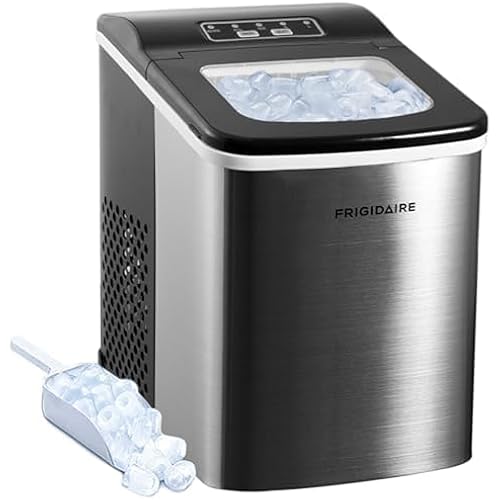 Frigidaire Compact Countertop Ice Maker, Makes 26 Lbs. of Bullet Shaped Ice Cubes Per Day, Silver Stainless