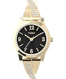 Timex Main Street TW2Y39200 - Reloj de Mujer 25 mm, Brazalete Extensible de Acero Inoxidable en Tono Dorado, Esfera Negra y Caja en Tono Dorado