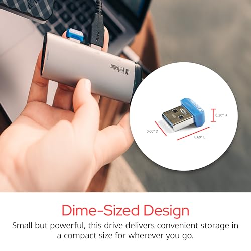 Image of Verbatim 32GB Store 'n' Stay Nano USB 3.2 Gen 1 Flash Drive Snag-Free Low Profile Thumb Drive - Blue