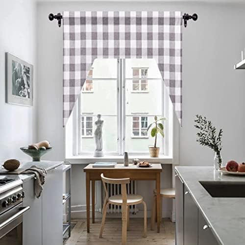 Ladity Water Proof Swag Valance for Window Kitchen Window Curtain 1 Panel Grey and White Classic Buffalo Checked Swag Country Farmhouse 54 inch Wide by 36 inch Long