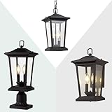 Smeike Outdoor Wall Sconce Light、Pendant Light and Post Light, Exterior Light Fixture with Clear Gl
