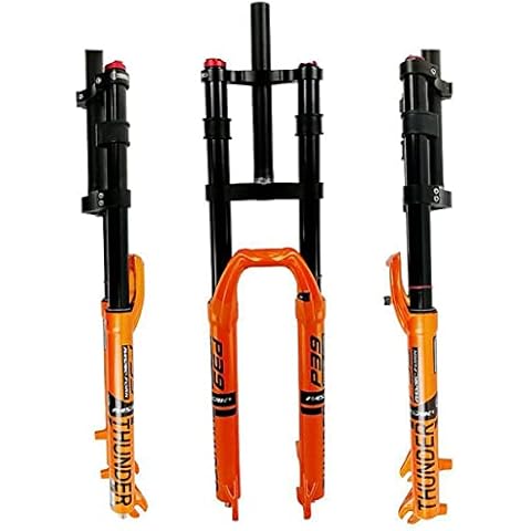 Asiacreate 27.5 29'' Bike Air Fork Double Shoulder 1-1/8" QR 100mm MTB Suspension Fork Manual Lockout Disc Brake Travel 140mm Bicycle Front Fork For 2.8" Tire (Color : Orange, Size : 27.5'') Cover