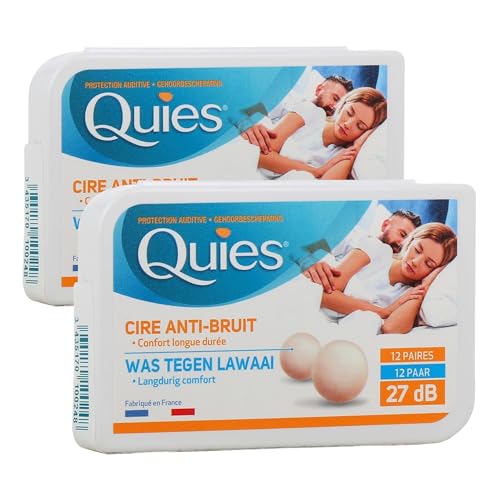 Quies – Tapones de Cera para los oídos (Pack, 2 x 12 Pares)