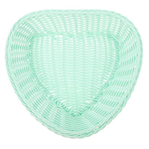 Cesta de plástico tejida verde con diseño apilable de corazón 2