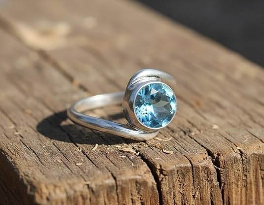 Image of 55Carat Choose Your Color Natural Gemstone Silver Statement Rings for Gift Corssover Style Size 5 to 12