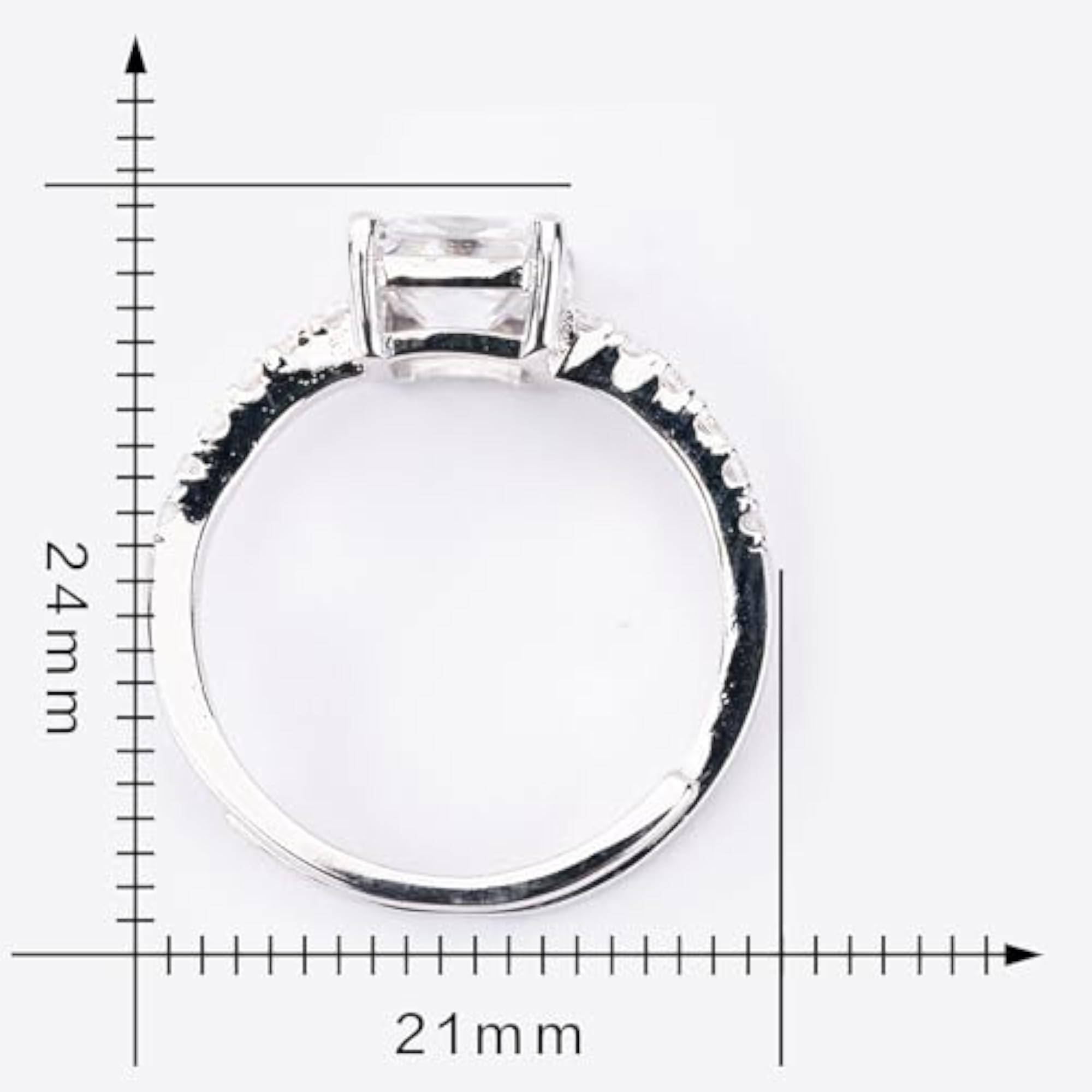 Adjustable 92.5 Sterling Princess Solitaire Ring for Engagement