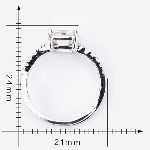 Adjustable 92.5 Sterling Princess Solitaire Ring for Engagement