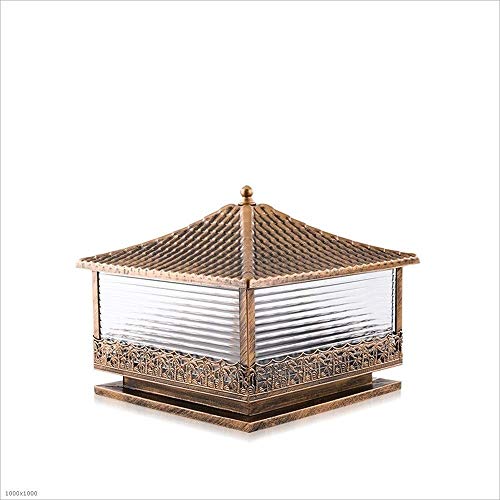 Preisvergleich Produktbild Outdoor Garten Laternenpfahl Licht, IP65 Wasserdichte Säulenlaterne Antik Regenschutzglas Lampenschirm Säule Lampe E27 Aluminium Druckguss Außen Patio Post Tischleuchte Veranda Lampen Tor Beleuchtun