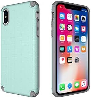 CANEW iPhone X Case, iPhone 10 Case, Anti-Scratch Heavy Duty Protection TPU+PC Case with Embedded Metal Plate for Magnetic Car Mounts Apple 5.8 In iPhone X Case (Turquoise)