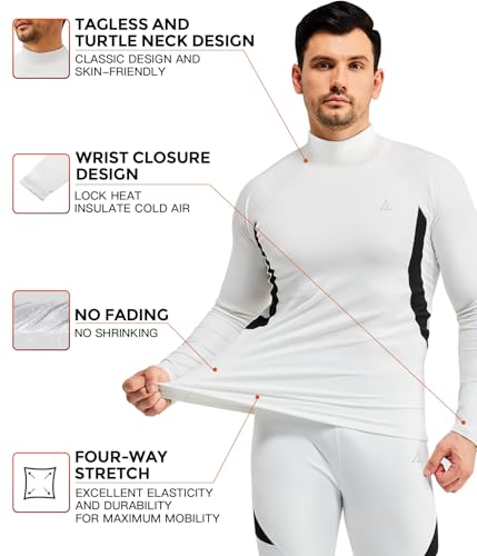 Image of Mens Thermal Underwear Long Johns Set Cold Weather Hunting Base Layer | Fleece lined top & bottom. Moisture wicking, 4-way stretch. Ultimate warm winter gear for skiing outdoor