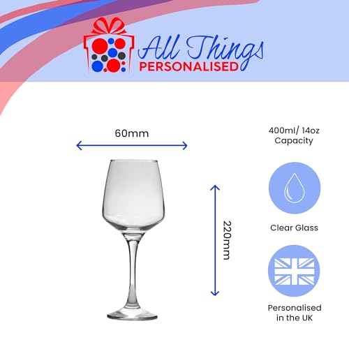 Personalised Engraved Tallo Red Wine Glass with Gift Box, Personalise with Any Message for Any Occasion, Stylize from a Variety of Fonts, Laser Engraved