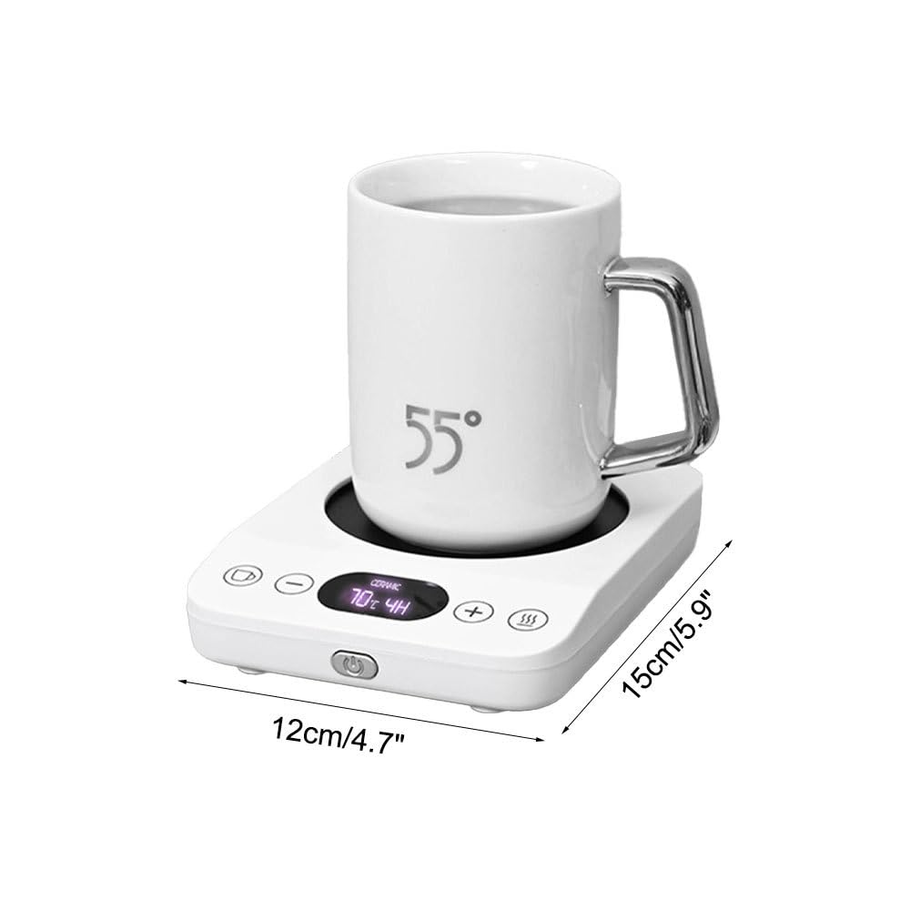 Calentador de taza, 12 x 15 cm, placa calefactora con 3 ajustes de temperatura constante, parada inteligente de 4 horas, placa calefactora para café té y bebida leche (taza no incluida)