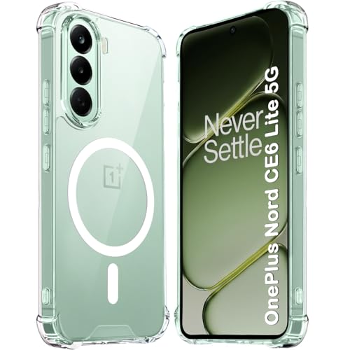 Image of TheGiftKart Shockproof Ultra-Hybrid Back Cover Case for OnePlus Nord CE 6 Lite 5G Compatible with MagSafe | 360 Degree Protection | Crystal Clear Hard Back Cover Case (PC & TPU, Transparent Bumper)